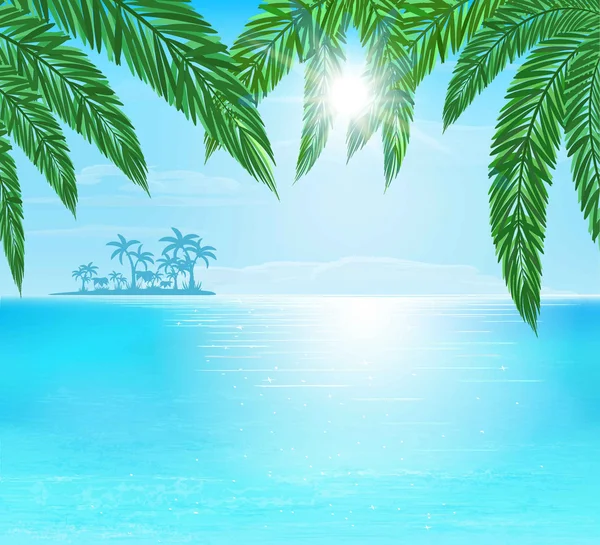 Sea, sun, palm — Stok Vektör