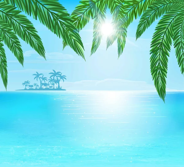 Sea, sun, palm — ストックベクタ