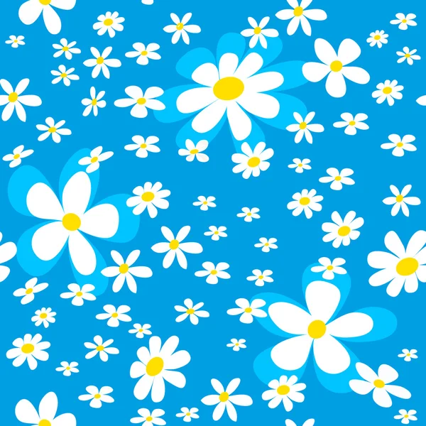 Chamomile pattern on blue — Stock Vector