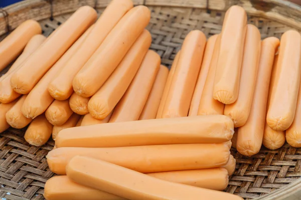 Steam sausage in market — Stock Photo, Image