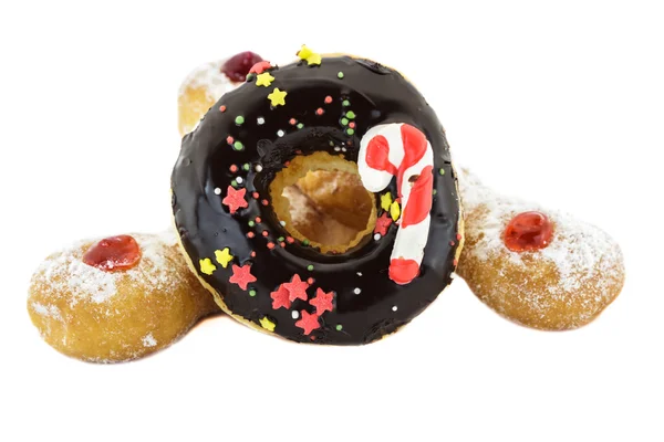 Chocolade donut en ringdiagrammen Trio — Stockfoto