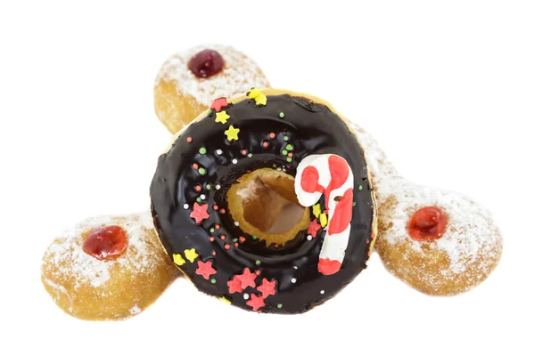 Chocolade donut en ringdiagrammen Trio — Stockfoto