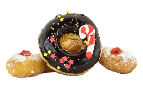 Chocolade donut en ringdiagrammen Trio — Stockfoto