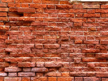 Venedik 'in eski kırmızı tuğla duvarının yatay parçası, arka plan, 