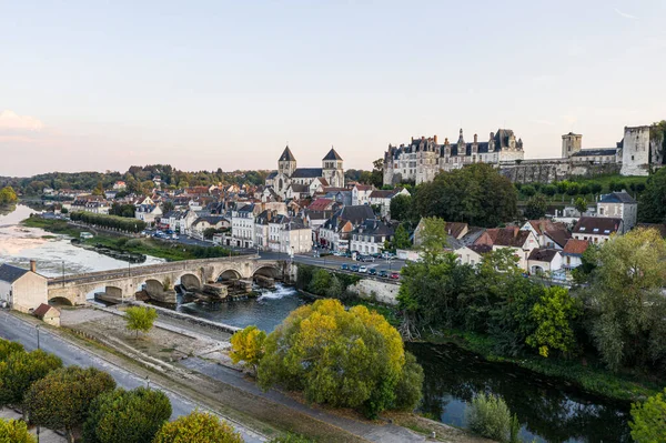 Letecký Pohled Saint Aignan Sur Cher Starý Hrad Řeku Cher — Stock fotografie