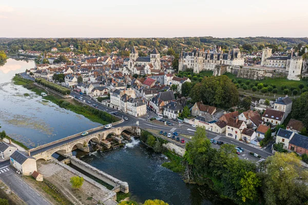 Letecký Pohled Saint Aignan Sur Cher Starý Hrad Řeku Cher — Stock fotografie