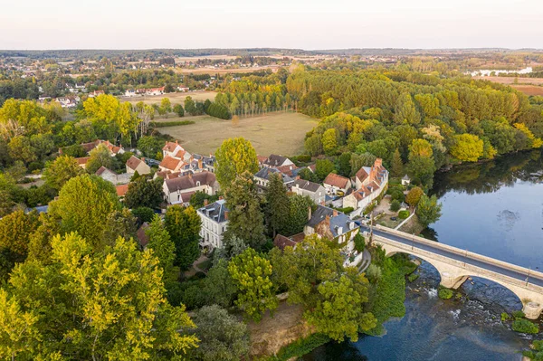 Veduta Aerea Saint Aignan Sur Cher Antico Castello Fiume Cher — Foto Stock