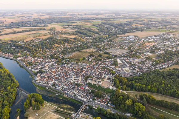 Veduta Aerea Saint Aignan Sur Cher Antico Castello Fiume Cher — Foto Stock