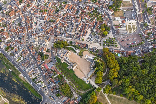 Veduta Aerea Saint Aignan Sur Cher Antico Castello Fiume Cher — Foto Stock