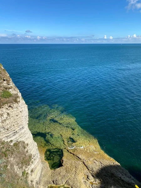 Zwembad Kalkstenen Kliffen Bij Etretat Franse Kust — Stockfoto