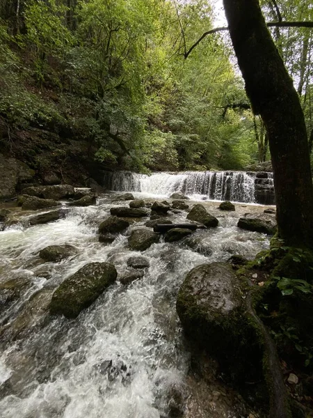 Vista Verão Rio Herisson França Jura — Fotografia de Stock