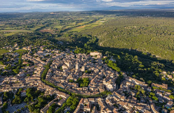 Αεροφωτογραφία Της Ιστορικής Πόλης Uzes Γαλλία — Φωτογραφία Αρχείου