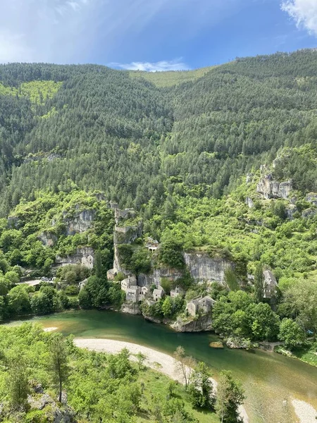 Pequena Aldeia Francesa Castelbouc Nas Gargantas Tarn França — Fotografia de Stock