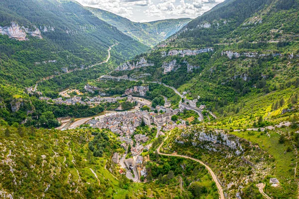 Sainte Enimie Történelmi Város Gorges Tarn Lozere Languedoc Roussillon Franciaország — Stock Fotó