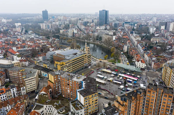 Brusel Belgie Ledna 2021 Panoramatický Výhled Shora Poníky Budova Flagey — Stock fotografie