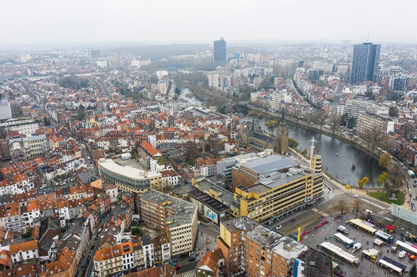 Брюссель Бельгия Января 2021 Года Панорама Сверху Иксель Понс Здание — стоковое фото