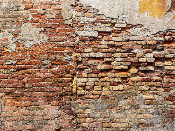 Horizontaler Teil Einer Venezianischen Alten Roten Backsteinmauer Hintergrund — Stockfoto