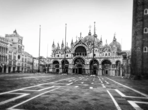 Basilica San Marco Piazza San Marco Deserta Durante Crisi Covid — Foto Stock