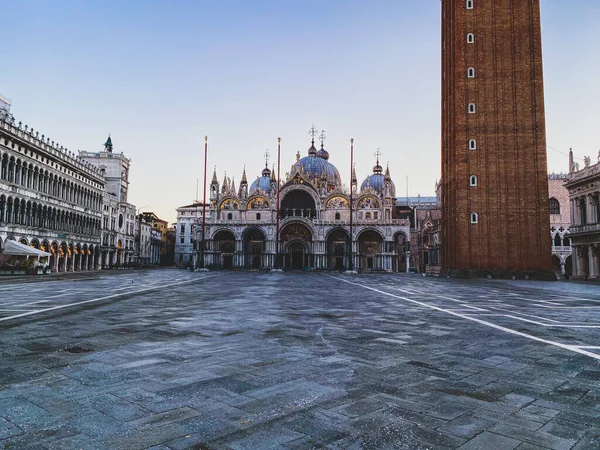 Basiliek Van San Marco Verlaten San Marco Plein Tijdens Crisis — Stockfoto