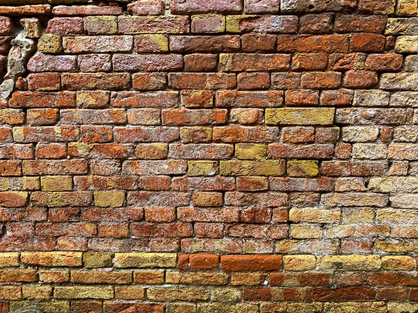Horizontaler Teil Einer Venezianischen Alten Roten Backsteinmauer Hintergrund — Stockfoto