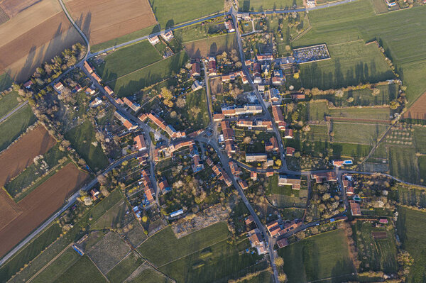 Aerial view of Torgny village, Gaume, Belgium