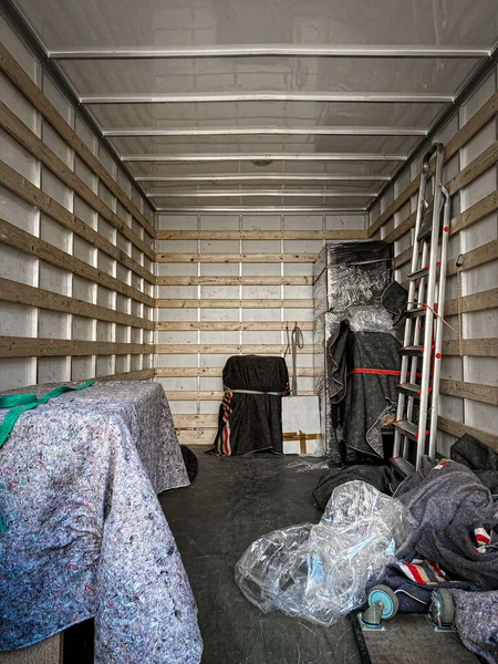 Interior View Moving Truck Full Items — Stock Photo, Image