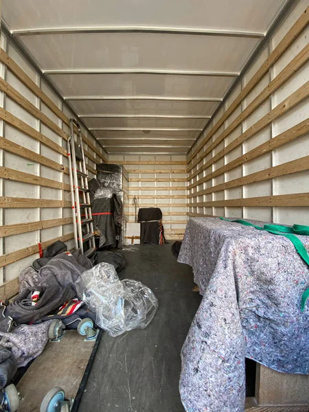 Interior View Moving Truck Full Items — Stock Photo, Image