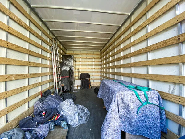 Interior View Moving Truck Full Items — Stock Photo, Image