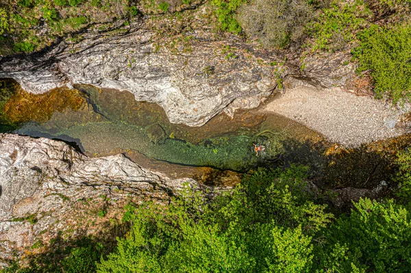 Top View Malzac River Robert Louis Stevenson Trail Cassagnas Cevennes — Stock Fotó