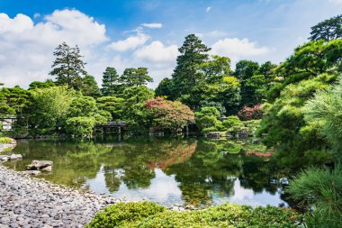 Kyoto, Japonya, Asya - 3 Eylül 2019: İmparatorluk Sarayında Oikeniwa Bahçesi