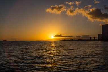 Günbatımı Waikiki, Ohau, Hawaii