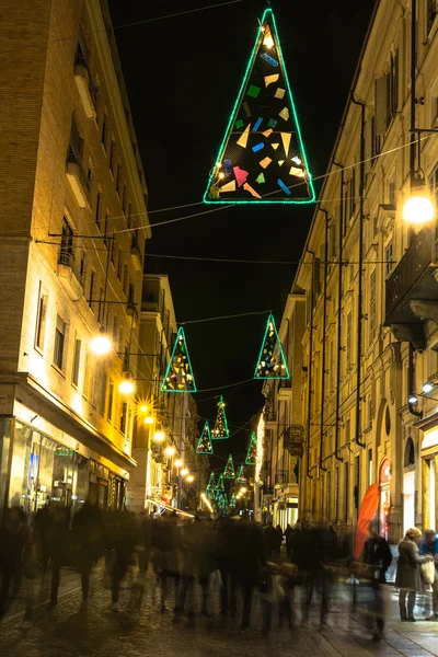 Light and Art in via Lagrange in Turin, Italy — Stock Photo, Image