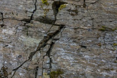 Taş duvar kaya ile çatlaklar 