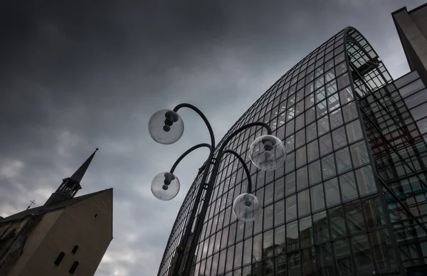 Glass building and lantern  in Cologne, Germany — Stock Photo, Image