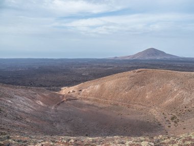 Lanzarote Adası, Kanarya Adaları 'ndaki Timanfaya Ulusal Parkı' nın volkanik manzarası
