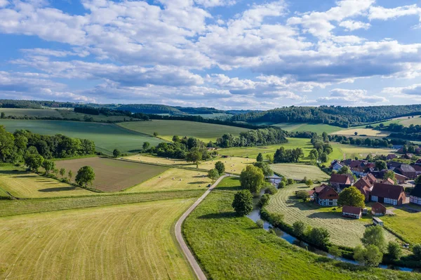 Panorama over a landscape of village in Germany .