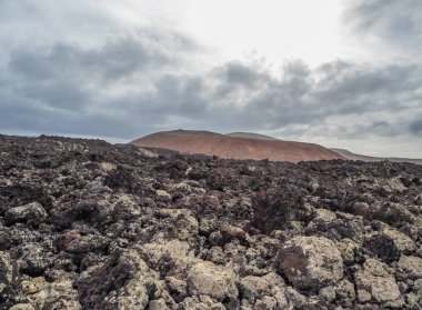 Lanzarote Adası, Kanarya Adaları 'ndaki Timanfaya Ulusal Parkı' nın volkanik manzarası