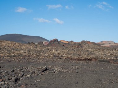 Lanzarote Adası, Kanarya Adaları 'ndaki Timanfaya Ulusal Parkı' nın volkanik manzarası