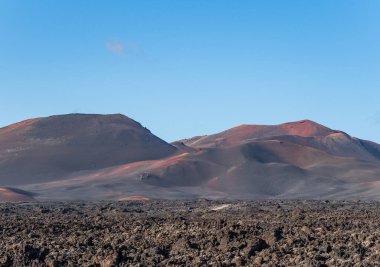 Lanzarote Adası, Kanarya Adaları 'ndaki Timanfaya Ulusal Parkı' nın volkanik manzarası