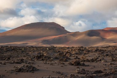 Lanzarote Adası, Kanarya Adaları 'ndaki Timanfaya Ulusal Parkı' nın volkanik manzarası