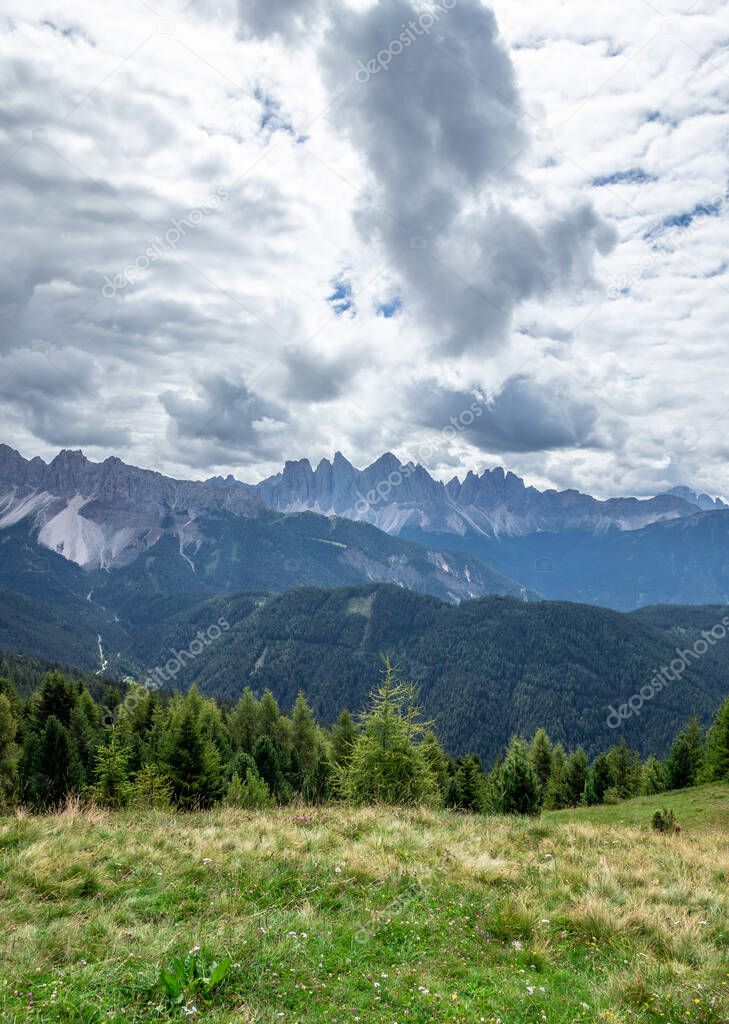 Landscape panorama of Seiser Alm in South Tyrol, Italy .