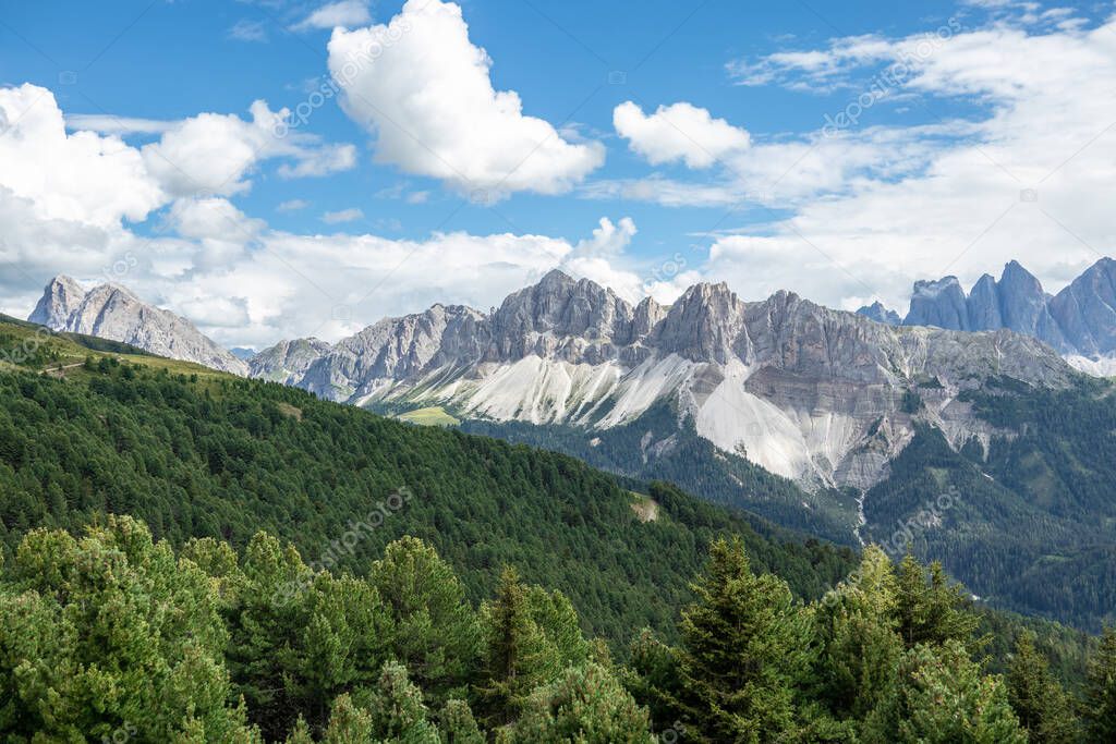 Landscape panorama of Seiser Alm in South Tyrol, Italy .