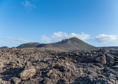 Lanzarote Adası, Kanarya Adaları 'ndaki Timanfaya Ulusal Parkı' nın volkanik manzarası