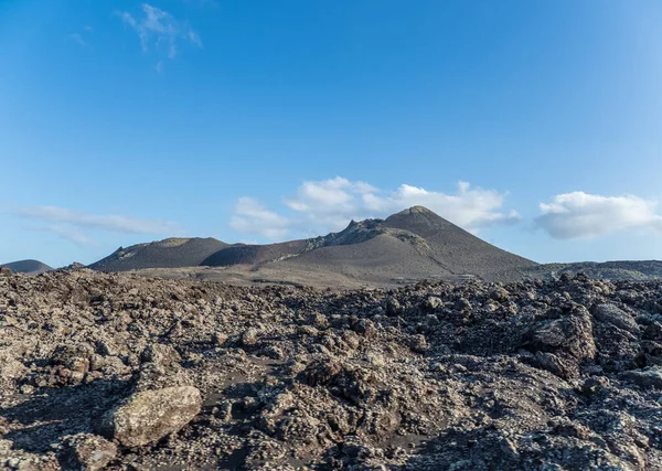 Volcanic landscape of Timanfaya National Park on island Lanzarote, Canary Islands