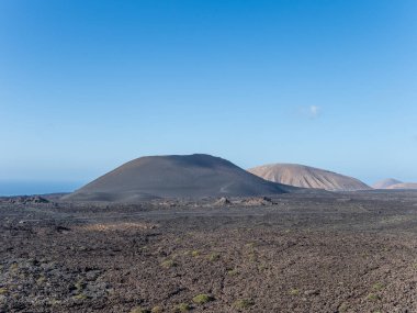 Lanzarote Adası, Kanarya Adaları 'ndaki Timanfaya Ulusal Parkı' nın volkanik manzarası
