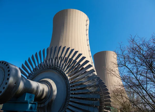 Turbina Vapore Contro Centrale Nucleare Cielo — Foto Stock