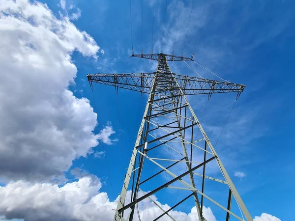 Transmission Tower Sunshine Blue Sky — Stock Photo, Image