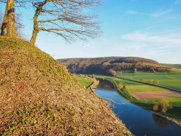 Krajina Řeky Weser Vesnice Doelme Německu — Stock fotografie