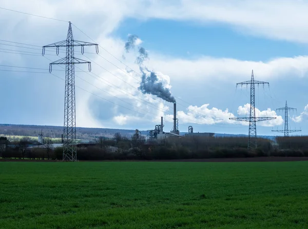 Rökskorsten Från Fabrik Mot Himlen Tyskland — Stockfoto