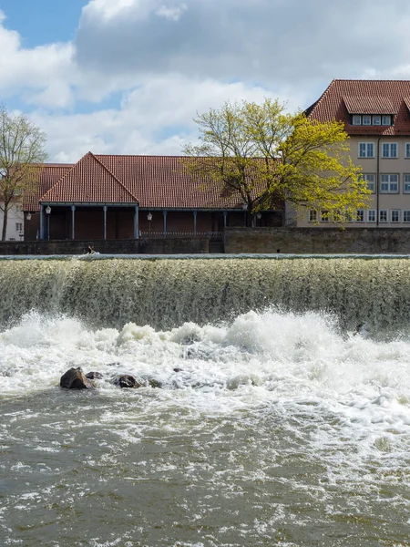 Waterfall River Weser City Hamelin Germany — Stock Photo, Image